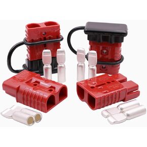 ANDCHIER 175A 1/0AWG 2-4AWG Battery Quick Connector, Battery Cable Quick Connect Plug Jumper Cables Connectors for Winch Forklift Car Electrical Devices (175A 4PCS Grey, 1/0 AWG)