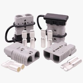 ANDCHIER 175A 1/0AWG 2-4AWG موصل سريع للبطارية، كابل بطارية توصيل سريع موصلات كابلات التوصيل للأجهزة الكهربائية للسيارة رافعة شوكية (175A 4 قطع رمادي، 1/0 AWG)