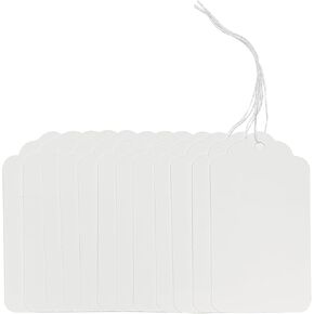 ZUFECY 100Pcs White Paper Tags, White Paper Gift Tags with String, Paper Hang Tags Writable Tags, Lace Blank White Gift Tags for Crafts Holiday Gifts Arts 4 * 2 inches in Saudi Arabia