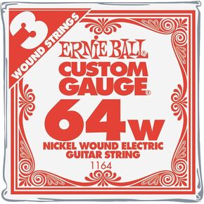 Ernie Ball Nickel Wound Single Guitar Strings 3-Pack .064 Gauge 3-Pack