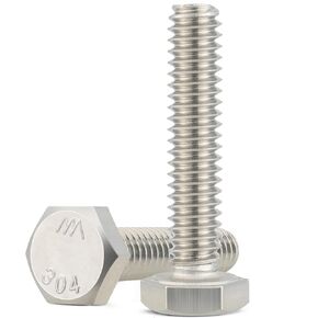 12Pcs 1/4-20 x 5 Hex Head Screws Bolts,304 Stainless Steel 18-8,Fully Threaded,External Hex Drive,Mounting Chair,Rail,Pump,Wheels,Handles,Antenna Parts,Boat and Plastic Bumpers(VG10213)