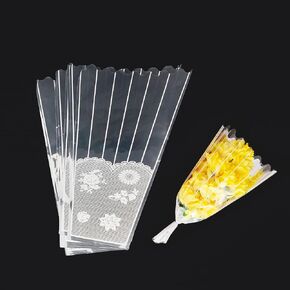 Yimaa 100 Pieces Flower Packaging Paper Flower Sleeves Bouquet Wrap Sleeves Plastic Floral Wrap Sleeves Flower Cellophane Sleeves Flower Packaging Bags for Wedding, Birthday, Valentine