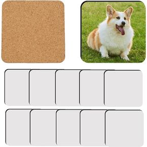 12 pcs Sublimation Square Coaster Blanks Products Bulk MDF Sublimation Coasters Blanks with Cork Back Hardboard Cork Coasters Blank MDF Sublimation Cork Coasters 3.86x3.86 Inch