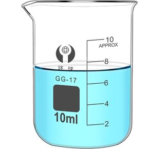 كوب زجاجي KNMNIU سعة 10 مل، 4 عبوات من أكواب المختبر، شكل منخفض 3.3 أكواب قياس مطبوعة من زجاج البورسليكات مع صنبور لسوائل مختبر المطبخ in Kuwait