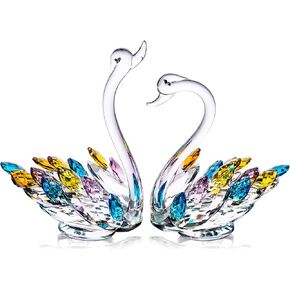 CITYLOVE Mothers Day Crystal Gifts,Crystal Swan Figurines Gifts,Crystal Home Decor Glass Figurines,Gifts for Women-Mom,Birthday 6.5"/2 in 1