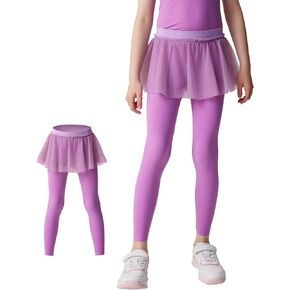 OUANDME Lace Tutu Skirted Leggings for Girls Light&Soft Active Pants Dance Dailywear Gift for 4-16Y