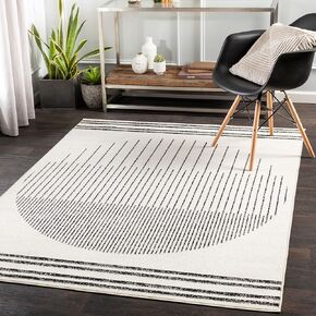 Livabliss Penrod Modern Geometric Area Rug,7'10" x 10',Black/Ivory