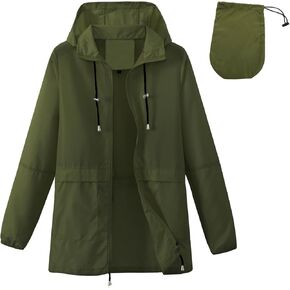 YEABEDA Women-Rain Jacket-Hood Waterproof-Lightweight Windbreak-Packable — Cute RainCoats Travel Polka Dot Ladies With Pouch