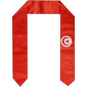 Pasksamtu Tunisia Flag Graduation Stole Sash for Study Aboard International Students Abroad Adult Unisex- Cool Graduation Shawl Sash Stole Wraps Scraf