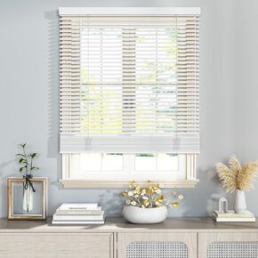 SZXIMU Window Blinds, 1" Cordless Blinds for Indoor Windows, Light Filtering Horizontal Mini Blind, White Faux Wood Blinds & Shades for Home Office Bedroom Kitchen Living Room, 31" W X 64" H