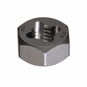 Greenfield Threading 403389 Hexagon Rethreading Die, 1-3/8" - 12 UNF, Carbon Steel, Uncoated (Bright) Coating, Right Cut