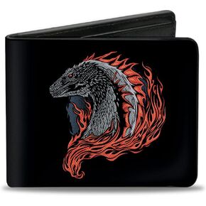 House of the Dragon Wallet, Bifold, House of the Dragon Flames Black Reds Grays, Vegan Leather