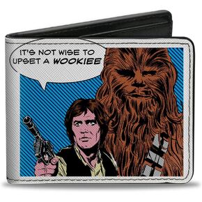 Buckle-Down Wallet Bifold PU Star Wars Han Solo and Chewbacca Upset A Wookie Comic Scene