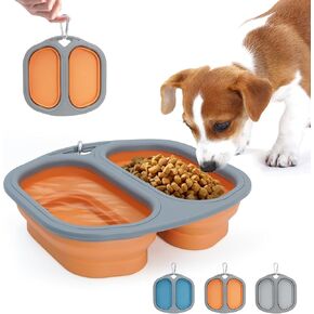 Vannon Collapsible Dog Bowls 2 in 1 Portable Dog Bowls Dog Travel Water Food Bowls with Carabiner, Perfect for Small Dogs and Cats, Compact and Lightweight, BPA Free, Orange in Kuwait