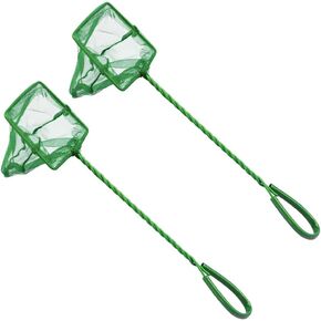ccHuDE 2 Pcs Aquarium Fish Nets Small Fish Catch Nets Fine Mesh Fish Tank Net Fish Shrimp Skimming Net Quick Catch Fishing Net with Long Handle for Pond