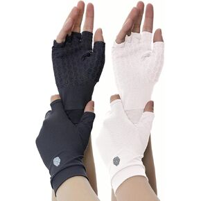 PIQIDIG Men's Women's SPF Fingerless Gloves Mittens Sun Protection Unisex Driving Gloves UPF 50+ With Silicone Gel