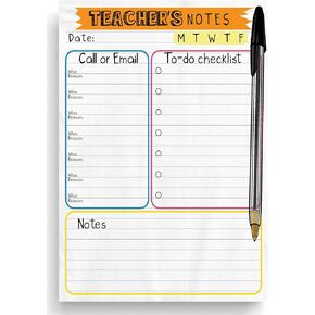 Teacher To-Do Notepad | 6 x 8 Inches, 50 Sheets | Teacher Appreciation Gift | Teacher's Planning Goal Checklist | Tearoff Task list | HomeSchool | Planning Pad | Middle & High School (White)