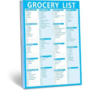 90 Pages Grocery Shopping Weekly Planner List Note Pad with Magnet Mountings (6" x 9")