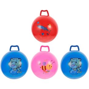 ibasenice 20 Pcs Handle Racket Kids Exercise Active Jumping Bouncy with Handle Bouncy Ball Toy Hopping Horses Outdoor Playset Kid Toy Cartoon Pattern Bouncy Balls PVC Child Cartoon Ball Mini
