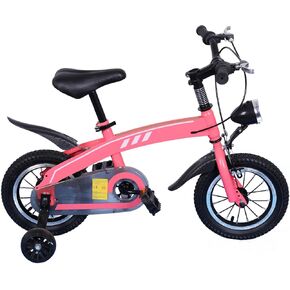 دراجة أطفال مقاس 14 بوصة للأولاد والبنات من عمر 3 إلى 7 سنوات مع مصباح أمامي وعجلة تدريب فلاش قابلة للفصل، نظام فرامل مزدوج، سرج قابل للتعديل ومقود إطار قوي in Kuwait