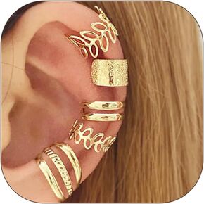 Ear Cuffs Non Piercing Aretes De Mujer Gold Chunky Earrings for Women Cartilage Ear Cuff Earrings Cuff Helix Wrap Ear Jewelry Fake Earring Non Tarnish Gold Earrings Teen Girl Gifts Trendy