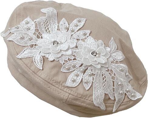 Women Flower Embroidery Beret Hat Denim Beret French Style Artist Beret Cap in Saudi Arabia
