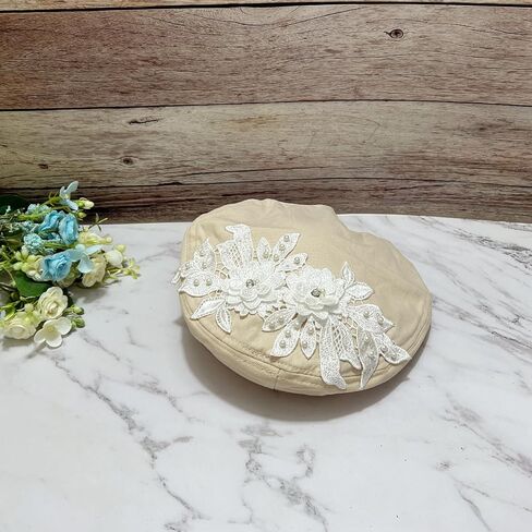 Women Flower Embroidery Beret Hat Denim Beret French Style Artist Beret Cap in Saudi Arabia