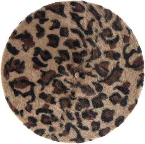 Ovida المرأة ليوبارد طباعة قبعة البيريه الصوف الفرنسية قبعة الشتاء الدافئة قبعة صغيرة in Kuwait