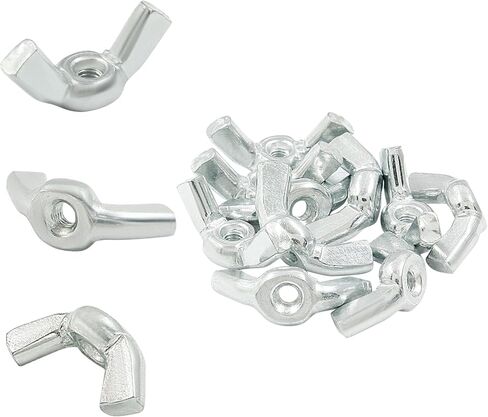 Kemcatui 60 Pcs M6 Wing Nuts, Butterfly Wing Nuts Carbon Steel Zinc Plated Fasteners Parts, Hand Twist Tighten, Silver in Saudi Arabia