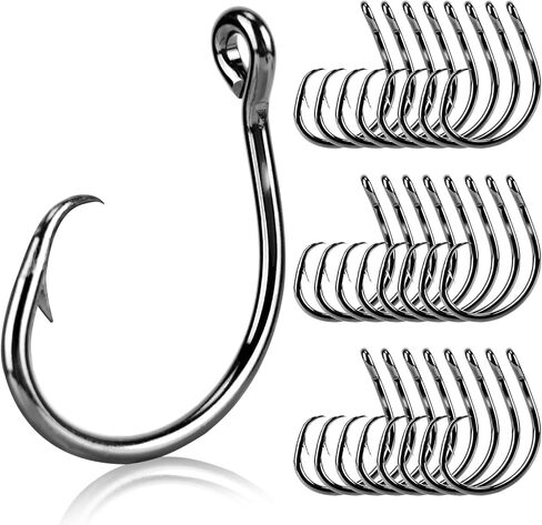 UCEC Circle Hooks Saltwater, in-Line 4X Strong Wide Gap Fishing Circle Hook for Saltwater Freshwater, 50PCS/ 25PCS High Carbon Steel Fishing Hooks for Tuna, Carp, Catfish, Bass, Amberjack and More in Saudi Arabia