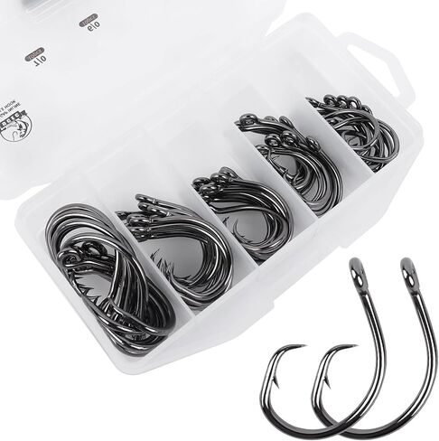 UCEC Circle Hooks Saltwater, in-Line 4X Strong Wide Gap Fishing Circle Hook for Saltwater Freshwater, 50PCS/ 25PCS High Carbon Steel Fishing Hooks for Tuna, Carp, Catfish, Bass, Amberjack and More in Saudi Arabia