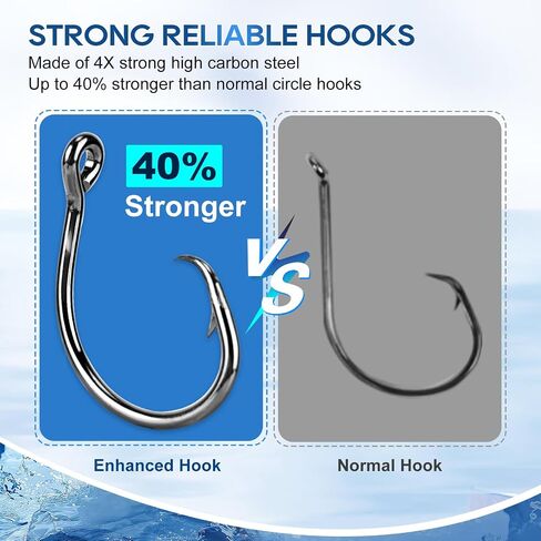 UCEC Circle Hooks Saltwater, in-Line 4X Strong Wide Gap Fishing Circle Hook for Saltwater Freshwater, 50PCS/ 25PCS High Carbon Steel Fishing Hooks for Tuna, Carp, Catfish, Bass, Amberjack and More in Saudi Arabia