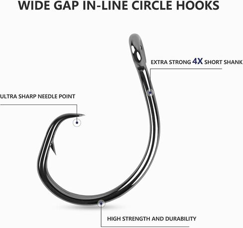 UCEC Circle Hooks Saltwater, in-Line 4X Strong Wide Gap Fishing Circle Hook for Saltwater Freshwater, 50PCS/ 25PCS High Carbon Steel Fishing Hooks for Tuna, Carp, Catfish, Bass, Amberjack and More in Saudi Arabia