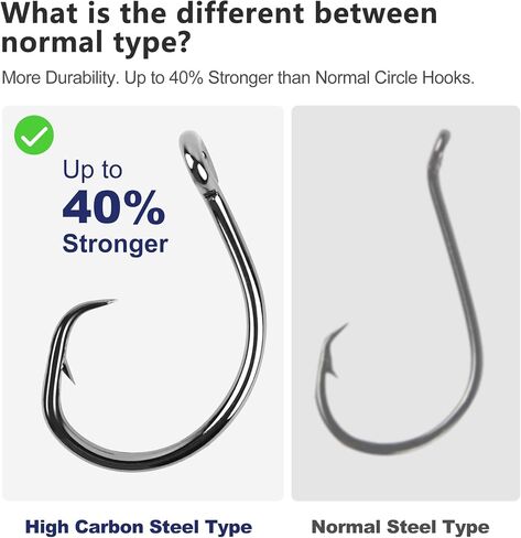 UCEC Circle Hooks Saltwater, in-Line 4X Strong Wide Gap Fishing Circle Hook for Saltwater Freshwater, 50PCS/ 25PCS High Carbon Steel Fishing Hooks for Tuna, Carp, Catfish, Bass, Amberjack and More in Saudi Arabia
