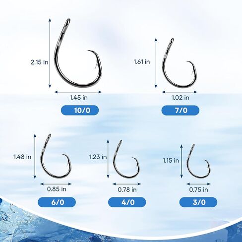 UCEC Circle Hooks Saltwater, in-Line 4X Strong Wide Gap Fishing Circle Hook for Saltwater Freshwater, 50PCS/ 25PCS High Carbon Steel Fishing Hooks for Tuna, Carp, Catfish, Bass, Amberjack and More in Saudi Arabia
