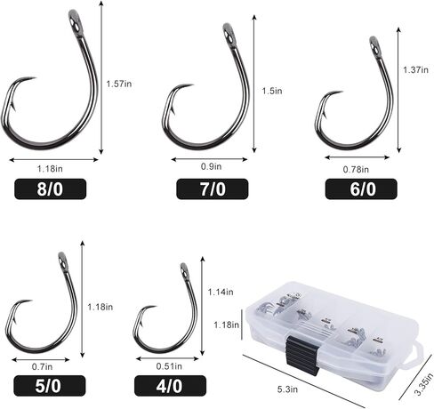 UCEC Circle Hooks Saltwater, in-Line 4X Strong Wide Gap Fishing Circle Hook for Saltwater Freshwater, 50PCS/ 25PCS High Carbon Steel Fishing Hooks for Tuna, Carp, Catfish, Bass, Amberjack and More in Saudi Arabia