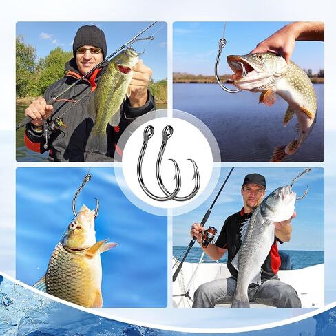 UCEC Circle Hooks Saltwater, in-Line 4X Strong Wide Gap Fishing Circle Hook for Saltwater Freshwater, 50PCS/ 25PCS High Carbon Steel Fishing Hooks for Tuna, Carp, Catfish, Bass, Amberjack and More in Saudi Arabia