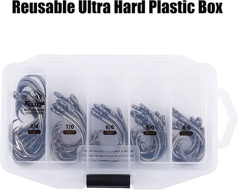 UCEC Circle Hooks Saltwater, in-Line 4X Strong Wide Gap Fishing Circle Hook for Saltwater Freshwater, 50PCS/ 25PCS High Carbon Steel Fishing Hooks for Tuna, Carp, Catfish, Bass, Amberjack and More in Saudi Arabia