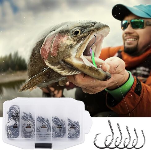 UCEC Circle Hooks Saltwater, in-Line 4X Strong Wide Gap Fishing Circle Hook for Saltwater Freshwater, 50PCS/ 25PCS High Carbon Steel Fishing Hooks for Tuna, Carp, Catfish, Bass, Amberjack and More in Saudi Arabia