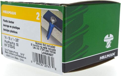 The Hillman Group 370345 Blue Conical Plastic Anchor, 14-16 X 1-3/8-Inch, 4 Pack of 50 in Saudi Arabia