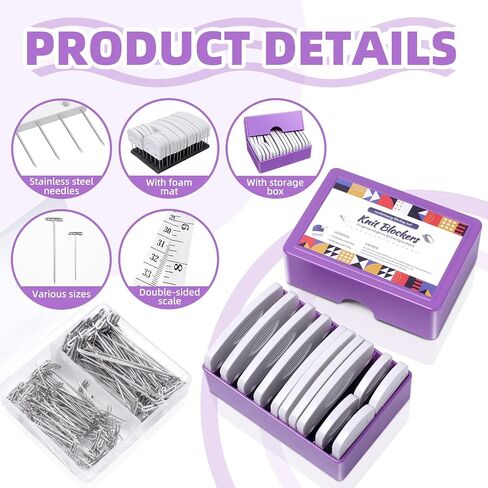 130 Pcs Knit Blockers Kits, Blocking Knit Combs Pins Set for Knitting, Knitting Tools Knitter Crochet, with Flexible Tape Measure Ruler, Silver T-Pins for Sewing Lace or Needlework Projects Device in Saudi Arabia
