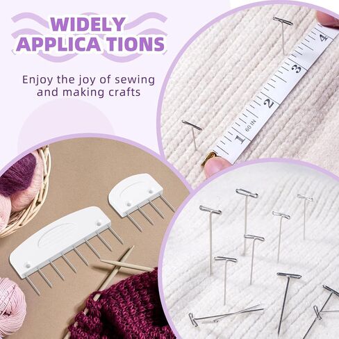 130 Pcs Knit Blockers Kits, Blocking Knit Combs Pins Set for Knitting, Knitting Tools Knitter Crochet, with Flexible Tape Measure Ruler, Silver T-Pins for Sewing Lace or Needlework Projects Device in Saudi Arabia