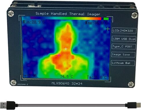 MLX90640 Infrared Thermal Imager Portable Infrared Thermal Sensor High Accuracy Non-Contact Measurement Camera Temperature Detection Tester with Chargable Battery in Kuwait