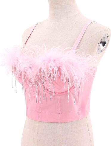 Testudineus Women Sexy Tassel Chain Bustier Corset Crop Top Adjustable Cage Bra Vest for Festivals, Raves, Clubwear in Saudi Arabia