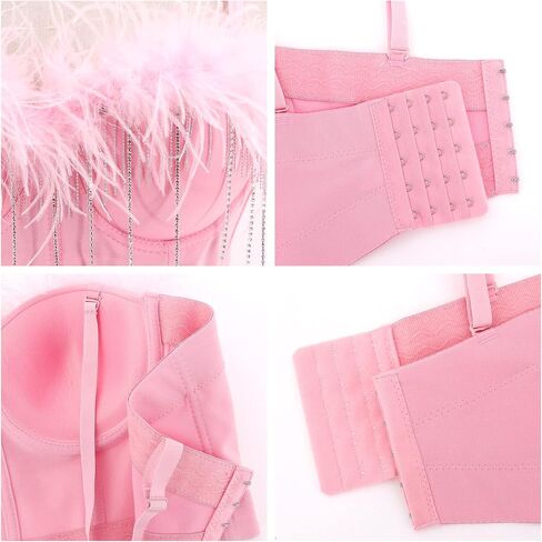 Testudineus Women Sexy Tassel Chain Bustier Corset Crop Top Adjustable Cage Bra Vest for Festivals, Raves, Clubwear in Saudi Arabia