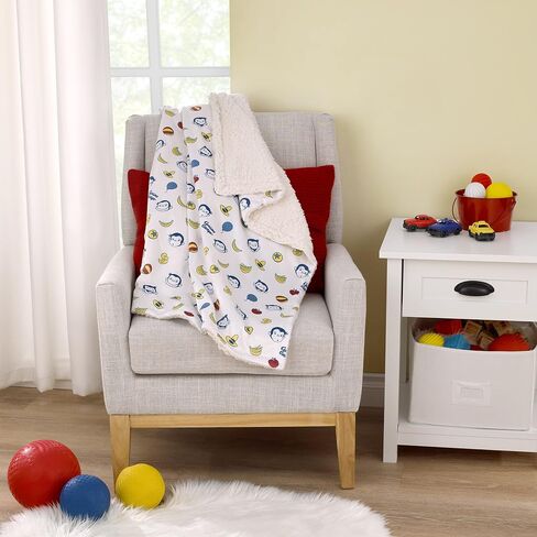 Welcome to The Universe Baby Jurassic World Grey, Green, Orange and Yellow Dinosaur Super Soft Sherpa Baby Blanket in Saudi Arabia