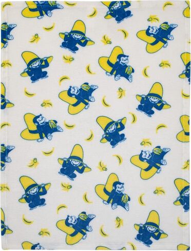 nojo Welcome to The Universe Baby Curious George White, Navy and Yellow Hat and Bananas Super Soft Baby Blanket, One Size, 1.0 Count (7719501R) in Kuwait
