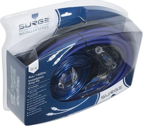 مجموعة أسلاك مكبر الصوت من سلسلة Surge - مجموعة 4 قياس أمبير - مجموعة أسلاك AWG Amp ذات المواصفات الحقيقية - 1600 واط 4 سلك قياس مع حامل مصهر ANL صغير 100 أمبير طقم أسلاك صوت السيارة - تركيب مكبر للصوت للحصول على صوت رائع للسيارة in Kuwait
