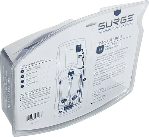 مجموعة أسلاك مكبر الصوت من سلسلة Surge - مجموعة 4 قياس أمبير - مجموعة أسلاك AWG Amp ذات المواصفات الحقيقية - 1600 واط 4 سلك قياس مع حامل مصهر ANL صغير 100 أمبير طقم أسلاك صوت السيارة - تركيب مكبر للصوت للحصول على صوت رائع للسيارة in Kuwait