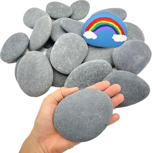 Lifetop 16PCS Painting Rocks, 2"-3" Natural River DIY Rock Flat & Smooth Kindness Rocks for Arts, Crafts, Decoration, Medium Stone for Painting,Hand Picked in Kuwait